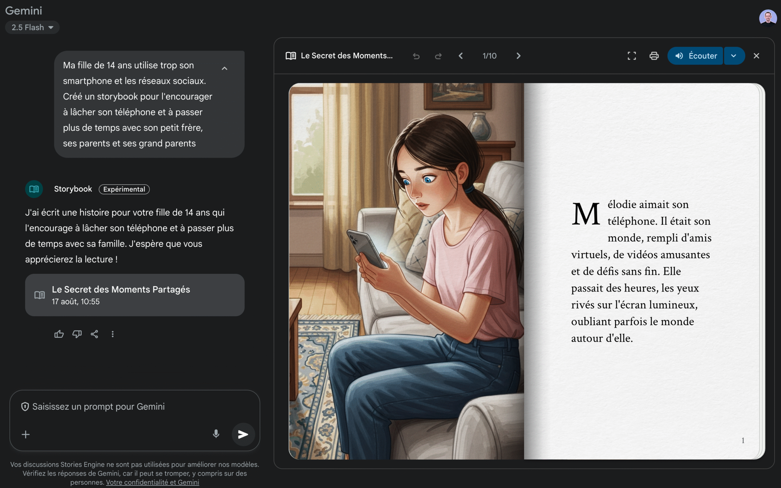 Gemini Storybooks : exemple de livre réalisé avec l'IA de Google